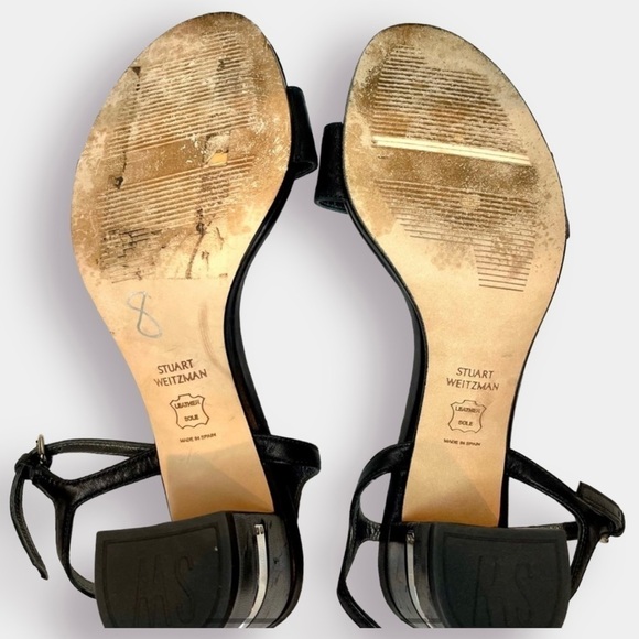 Stuart Weitzman Silver Block Heel with Straps Size 8.5 - Picture 7 of 9